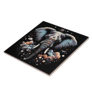 Floral dawn elephant art tile