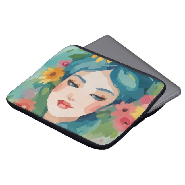 Floral Daydream Portrait Laptop Sleeve (Front Top)