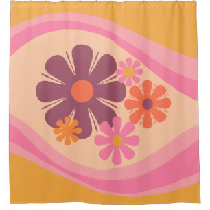Floral Daydream Retro Flower Pattern Pink Orange
