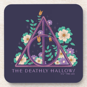 Floral Deathly Hallows Graphic Coaster
