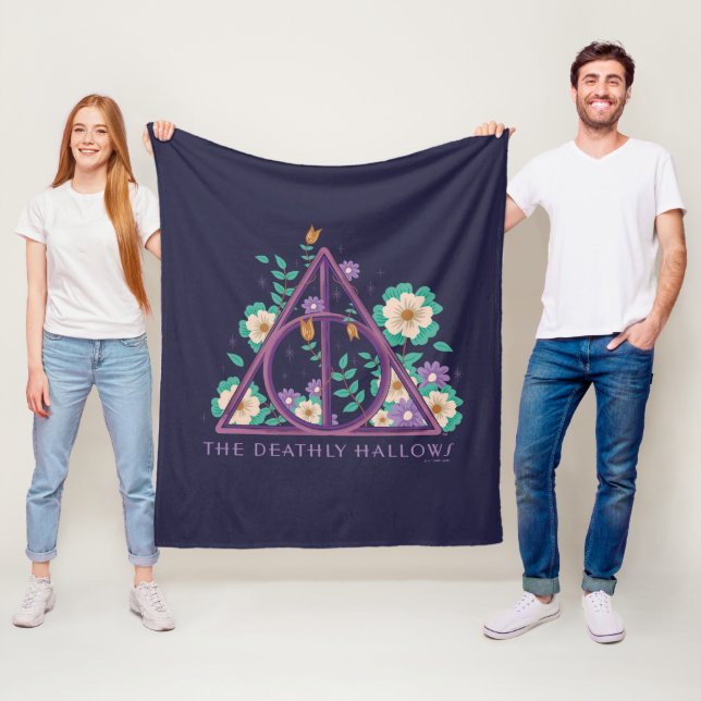 Floral Deathly Hallows Graphic Fleece Blanket (In Situ)