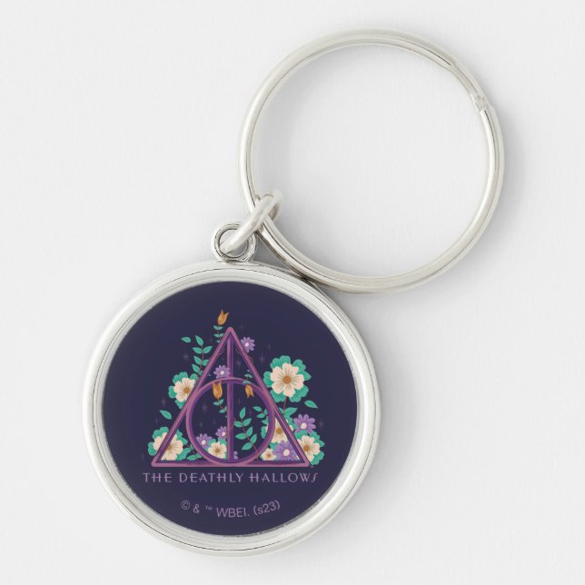 Floral Deathly Hallows Graphic Keychain (Front)