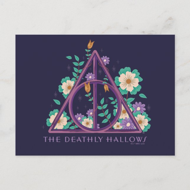 Floral Deathly Hallows Graphic Postcard (Front)