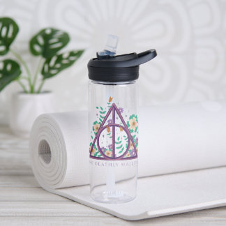Floral Deathly Hallows Graphic Water Bottle