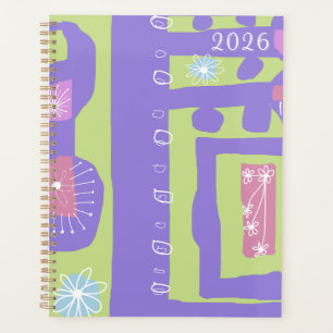 Floral Decal Ethnic Print Purple Green White C Planner