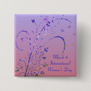 Floral Deco Women's Day Button