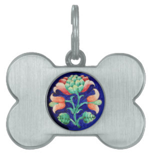 FLORAL DECOR Blue,Pink,Green Pet Name Tag