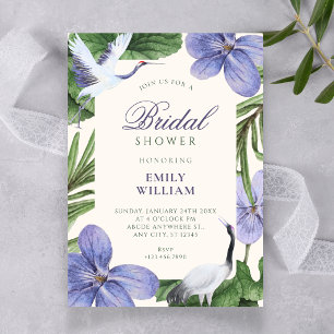 Floral decorative bird bridal shower invitation