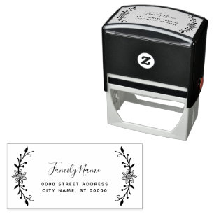 Floral Decorative Return Address Self-inking Stamp