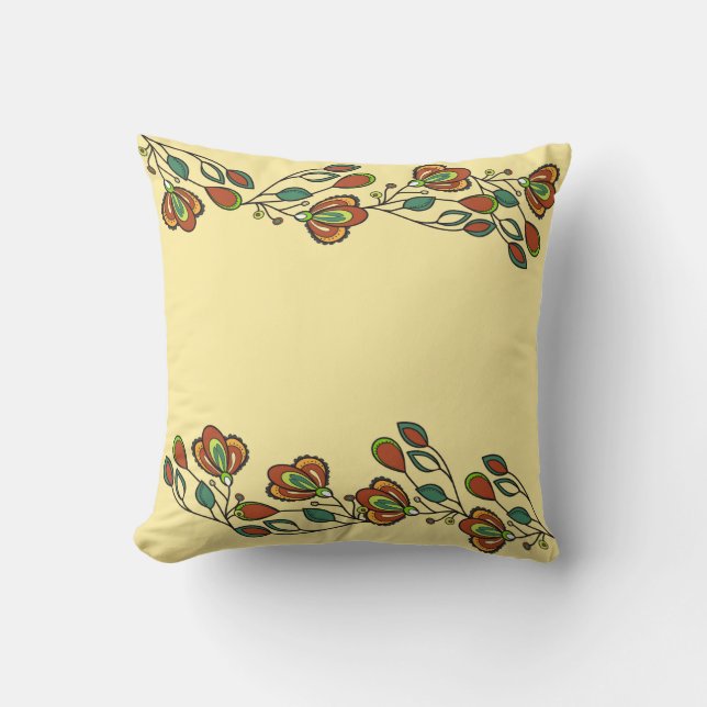 Floral Decorative Throw Pillow – Boho Botanical  (Front)