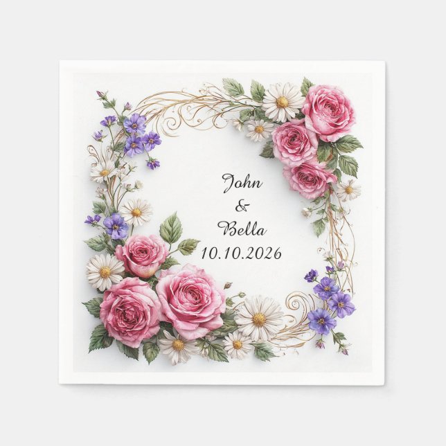 Floral Decorative Wreath Napkin (Front)