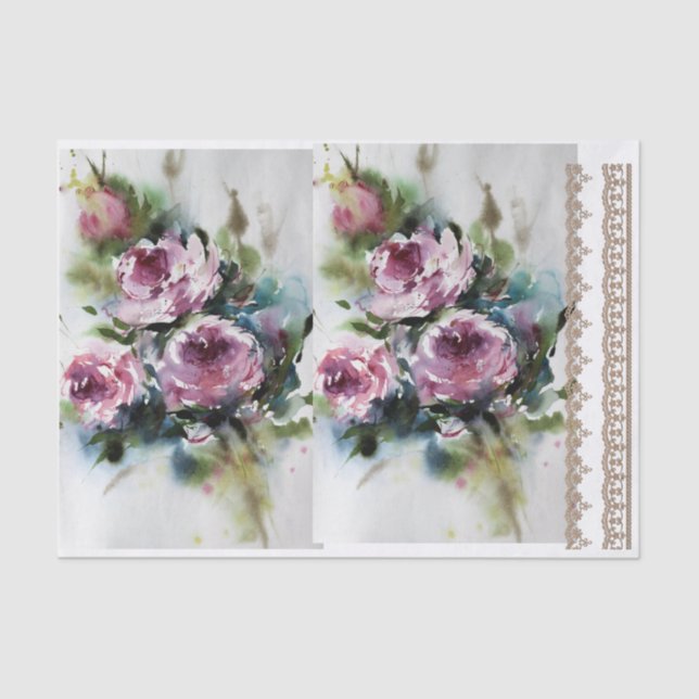 Floral Decoupage Paper with Lace Borders (Front)