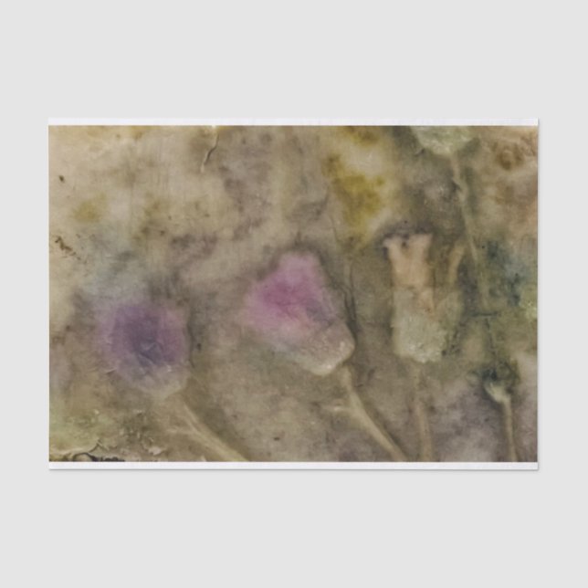 Floral Decoupage Tissue Paper Green Purple Eco-Dye (Front)