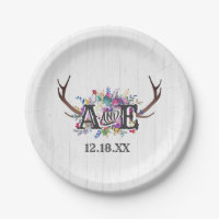 Floral Deer Antler Bouquet Rustic Wedding Monogram