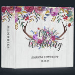 Floral Deer Antler Bouquet Wedding Photo Album Binder<br><div class="desc">Floral Deer Antler Bouquet in Burgundy Wine & Gold on White Wood Rustic Country Chic Wedding Photo Album With trendy Hand Lettered Script font! ~ Check my shop to see the entire wedding collection with this design!</div>