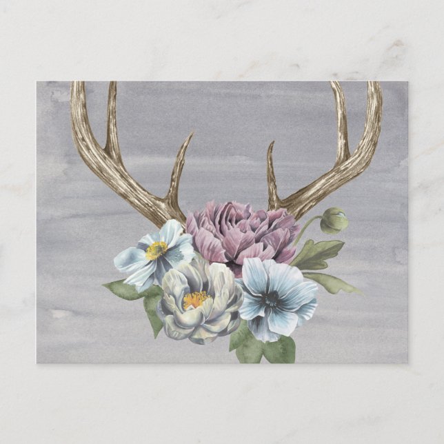 Floral Deer Antlers Postcard (Front)
