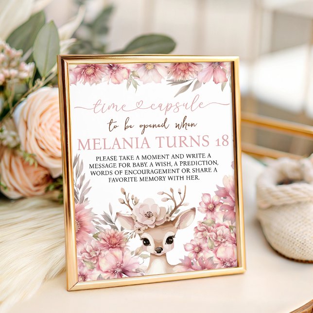 Floral Deer Birthday Time Capsule Sign (Creator Uploaded)