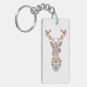 Floral deer Face Mask Keychain