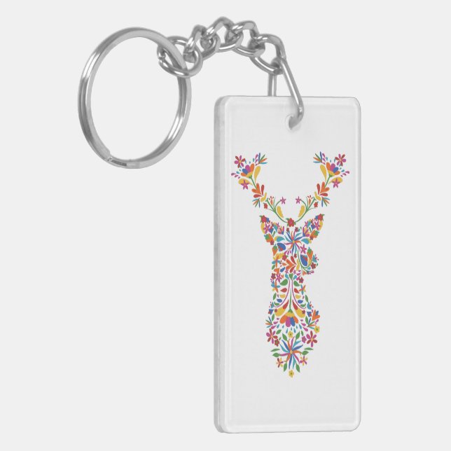 Floral deer Face Mask Keychain (Front Left)