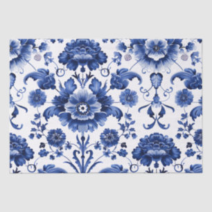 Floral Delft Blue Tissue Paper