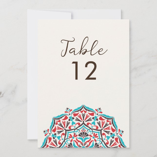 Floral Delight Mandala Wedding Table Number (Front)