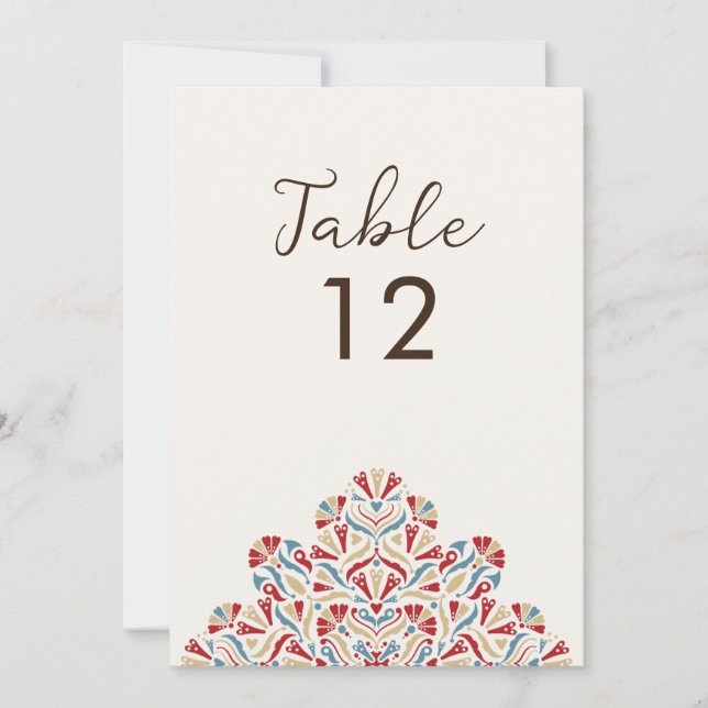 Floral Delight Mandala Wedding Table Number (Front)