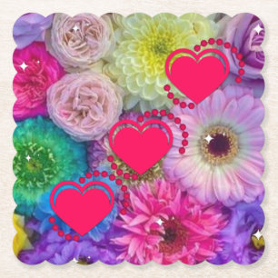 Floral Delight scalloped Square Paper Coaster