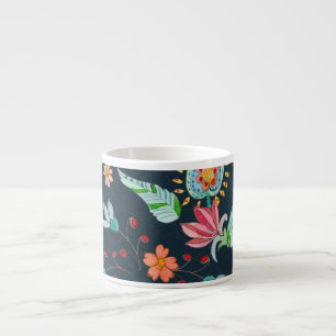 Floral Delight: Watercolor Flower Texture Espresso Cup