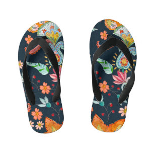 Floral Delight: Watercolor Flower Texture Kid's Flip Flops