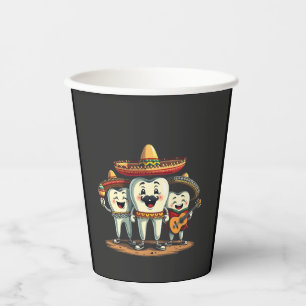 Floral Dental Tooth Funny Cinco De Mayo Paper Cups