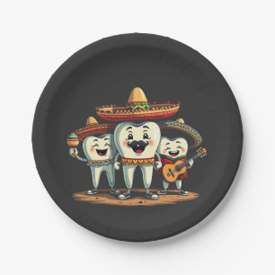 Floral Dental Tooth Funny Cinco De Mayo Paper Plate