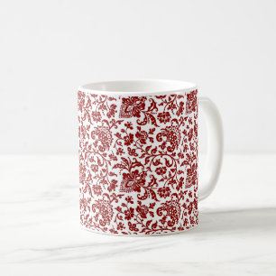 Floral des années 1860, rouge sur Mug de café blan
