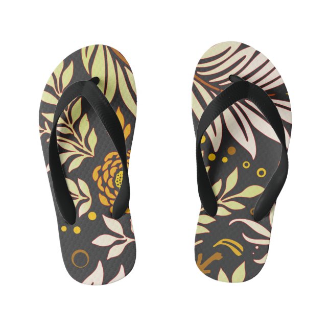 Floral Design 19 Kid's Flip Flops (Footbed)