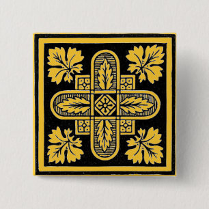 Floral Design 2 Inch Square Button