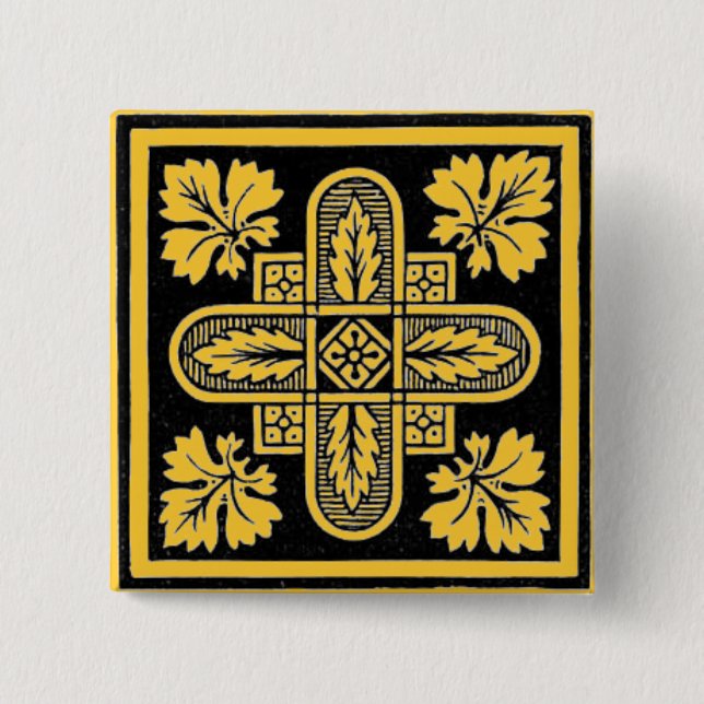 Floral Design 2 Inch Square Button (Front)