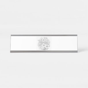 Floral design art desk name plate
