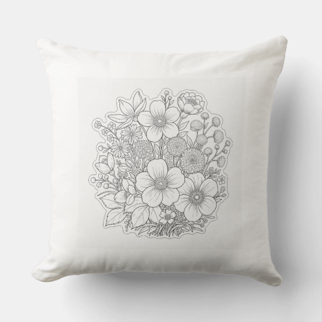 Floral design art throw pillow (Front)