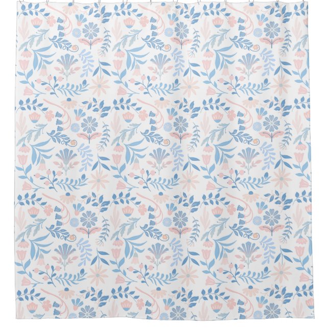 Floral design boho block print blue pink girly (Front)