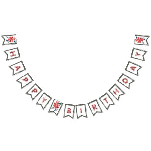 Floral design bunting flags