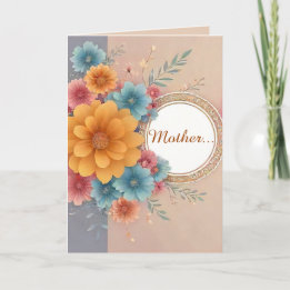 Floral Design Card with Poem for Mother's Day