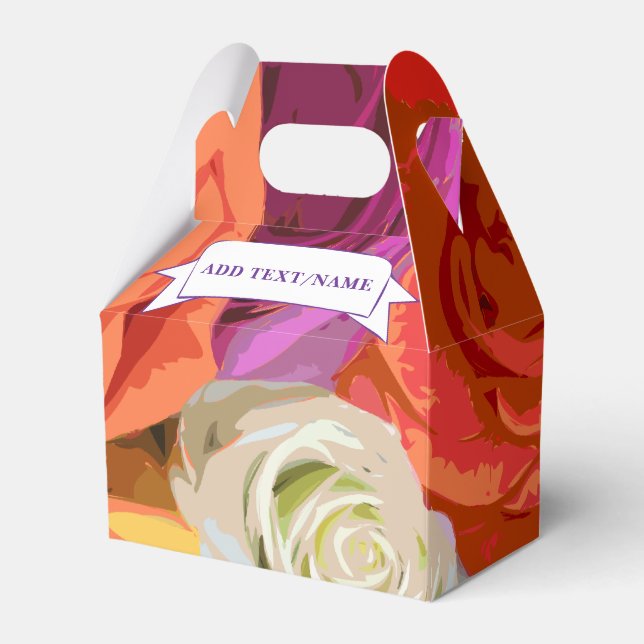 Floral Design Custom Name Favor Box (Front Side)
