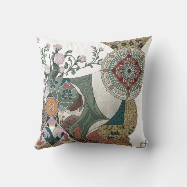 Floral Design Decorative Throw Pillow (Back)