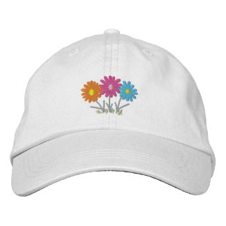 Floral design embroidered hat