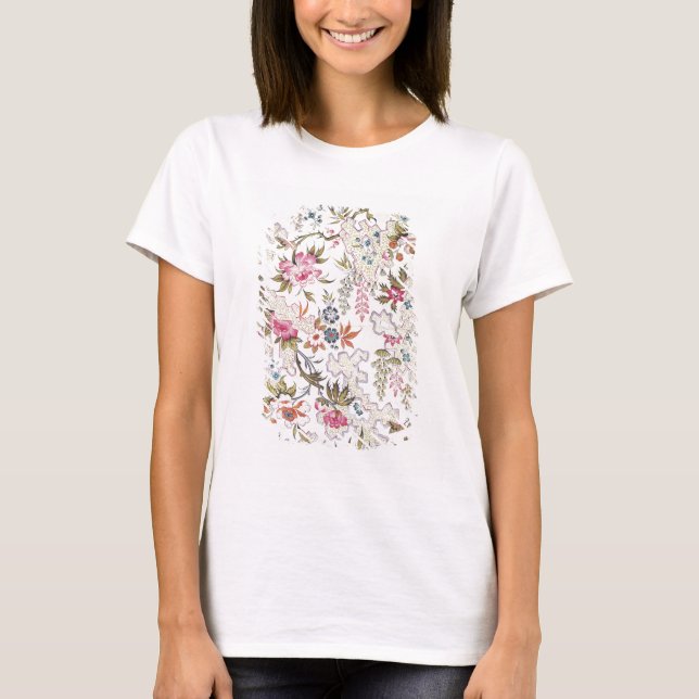 Floral design for silk material with stylized flow T-Shirt (Front)
