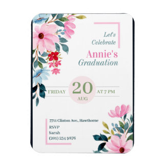 Floral Design graduation Invitation Magnet