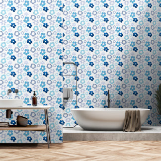 floral design in blue tones wallpaper