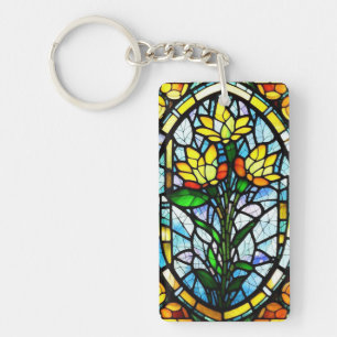 Floral Design in Bright Colours Keychain