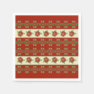 Floral Design In Rusty Orange Paper Napkin