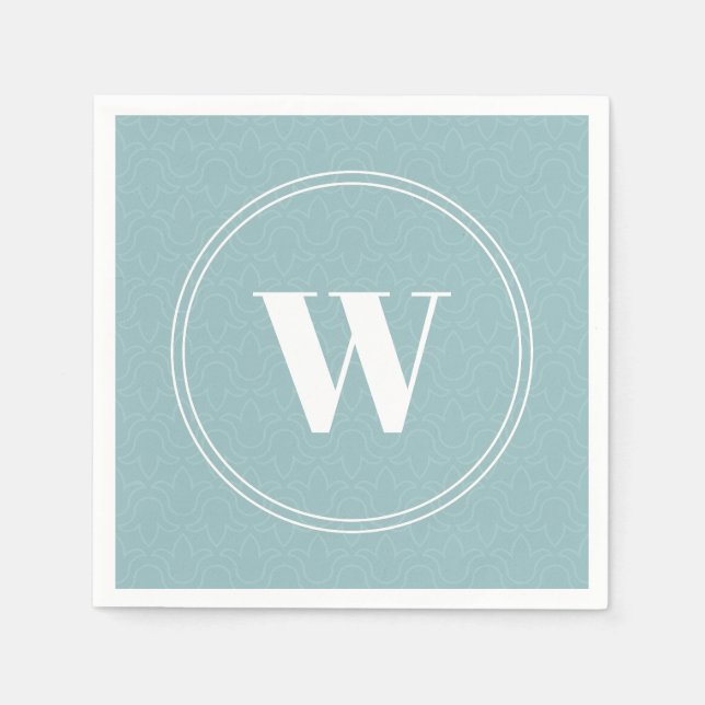 Floral design,light blue, monogram frame napkin (Front)
