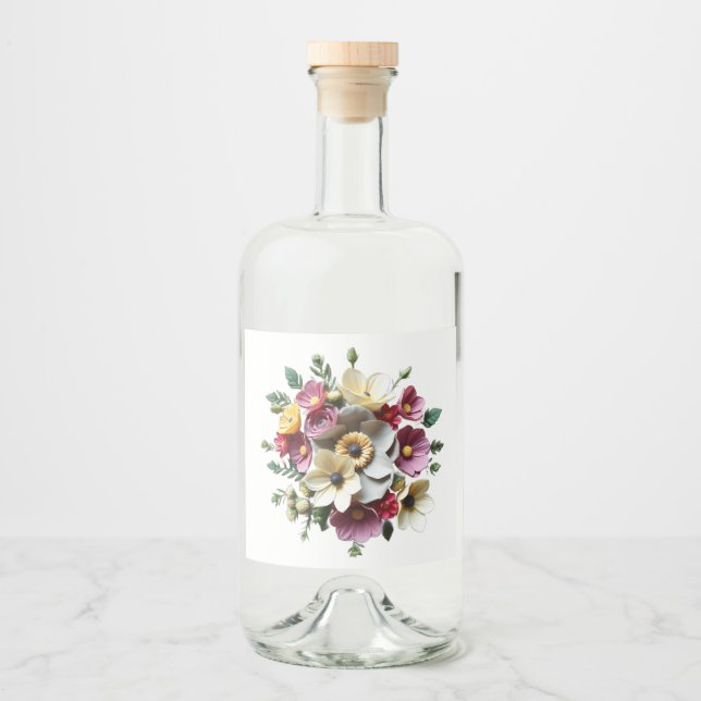 Floral Design Liquor Bottle Label (Front)